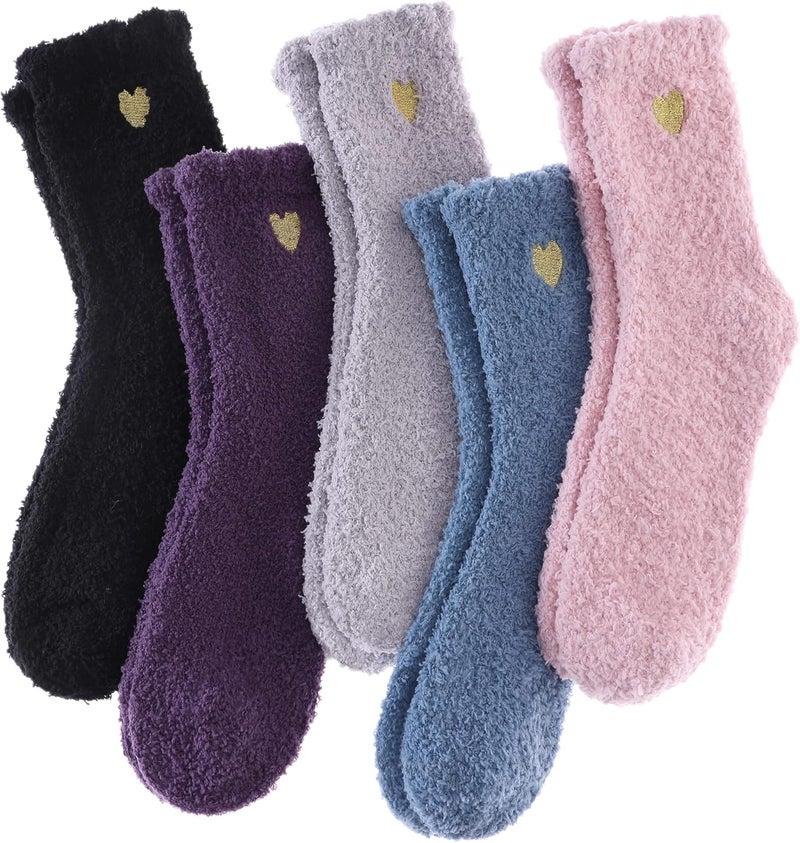 LINEMIN Womens Fuzzy Socks Cozy Fluffy Winter Warm Slipper Socks Microfiber Soft Home Sleeping Socks - Image 1
